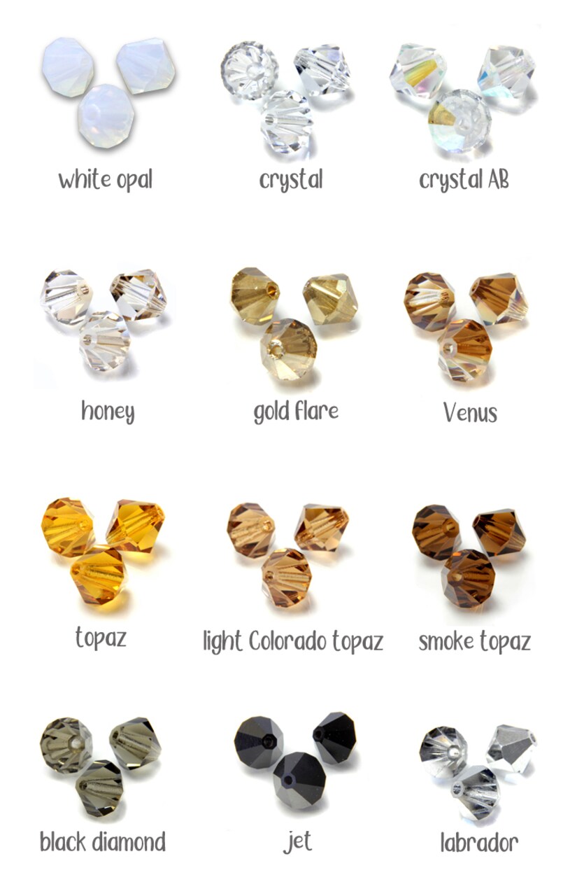 10 pcs Glass Bicone Charms, 6mm Czech Crystal Bead Dangles, Choose Color, Adorabilities